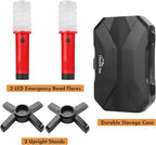 Twinkle Star Emergency Roadside Flares Kit LED Safety Strobe Road Warning Light Highway Beacon Alert Flare with Magnetic Base, Detachable Stand, Solid Storage Case (Set of 2) New
