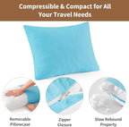 Small Shredded Memory Foam Pillow, Camping Pillow Travel Pillow - Compressible Medium Firm, Breathable Cover, Ideal Backpacking Hiking, Airplane and Car (Sky Blue, L)