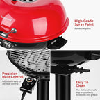 Electric BBQ Grill Techwood 15-Serving Indoor/Outdoor Electric Grill for Indoor & Outdoor Use, Double Layer Design, Portable Removable Stand Grill, 1600W (Stand Red BBQ Grills)