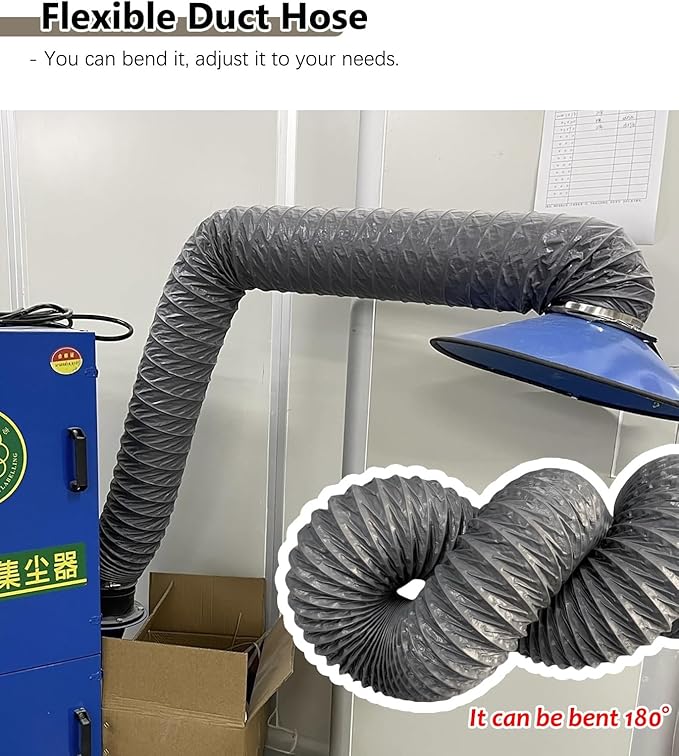 Adjustable Dryer Vent Tube with Clamps, Nylon Fabric Flexible Duct Pipe with Steel Wire Kitchen/Grow Tents/Utility Blower Exhaust Hose Kit(400mm(15 3/4"),5m (16.4ft))