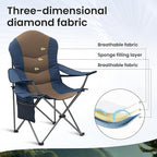 2 Pack Folding Camping Chairs for Adults - High Back Padded Outdoor Lawn Chairs with Lumbar Support & Cup Holder, 400lbs Heavy Duty Portable Camping Chairs Set (Light Blue & Brown, 2 PCS)