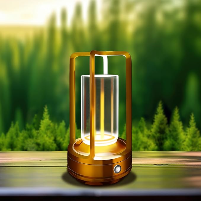 Portable Metal Table Lamp, 4000 mAh Rechargeable Outdoor Table Lamp Cordless, 3 Color Stepless Dimmable Atmosphere Table Lamps for Patio, Camping, Coffee table decor lamp for Indoor/Outdoor