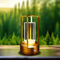 Portable Metal Table Lamp, 4000 mAh Rechargeable Outdoor Table Lamp Cordless, 3 Color Stepless Dimmable Atmosphere Table Lamps for Patio, Camping, Coffee table decor lamp for Indoor/Outdoor