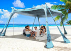Beach Tent Sun Shelter 10x10ft Beach Canopy Easy Pop Up Sun Shade Portable UPF50+ with 8 Sandbags-2 Sand Shovel-4 Aluminum Poles-Ground Pegs for Outdoor Family Camping Fishing Backyard Picnic