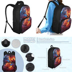 Ystardream Cool Wolf Backpack for Boys 10-12 Kids Backpack with Lunch Box Pencil Box Custom Student Backpack for Teenagers Primary School Backpack for School Travel Sports Camping