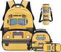 Boys Bookbag with Lunch Box Kids School Bus Backpack Elementary Back to School Supplies Back Pack Purse Knapsack for Daycare