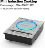 Mini Induction Cooktop, 500W /110V Mini Electric Countertop Burners Portable Small Induction Hot Plate Even Heating for RV Travel & Outdoor Abangdun