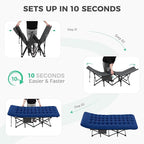 JEAREY 2-Piece Camping Cot for Sleeping 28" Extra Wide, Heavy-Duty 1200D Oxford Foliding Cots for Adults Portable with Mattress, Carry Bag for Guest, Travel, Hiking, Navy