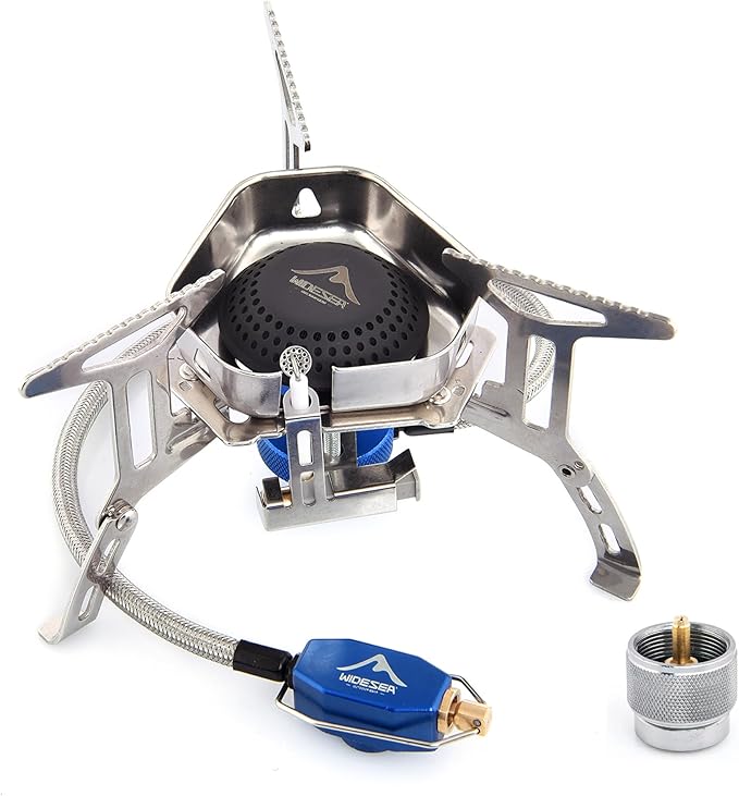 Widesea 3500W Windproof Camp Stove,Camping Gas Stove, Small Camping Stove with Piezo Ignition,Portable Collapsible Stove for Outdoor,Picnic, and Backpacking Hiking