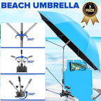 Beach Umbrella, 2PACK 48.7inch Chair Umbrella with Clamp adjustable 360°, UV Protection Large Camping Chair Umbrellas for Camping chair, Glof Cart,Table(Chair,Table not include)