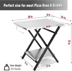 Outdoor Grill Table, Foldable Pizza Oven Stand & Griddle Stand with Garage Rack & Tissue Holder, Folding Outdoor Prep Table for Gathering and Party, 30" x 24", Stainless Steel
