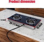 Hothit Portable 2 Burner Propane Stove Gas Cooktop, 28600 BTU Tempered Glass Auto Ignition for Outdoor Kitchen, Camping, RV, Small Apartment