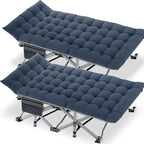 DoCred Oversized XXL Folding Camping Cot with Mattress, 2 Pack Heavy Duty Sleeping Cot Bed Portable Adults Outdoor Bed with Carry Bag, Travel Camp Cots