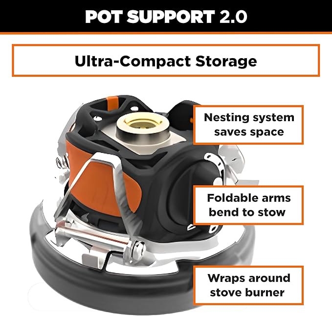 Jetboil Pot Support 2.0 with Foldable Arms for 2025 Jetboil Camp Stove Models, New for 2025