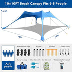 Canopy Tent Beach Umbrella UPF50+ Protection Sun shelter Portable Camping with Sandbag Poles Ground Pegs and Anti-Wind Ropes for Outdoor Camping Backyard Picnics 10X10FT with Beach Blanket Phone Case