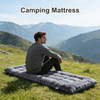 Thick Camping Sleeping Pad - Faux Rabbit Fur Ultra Soft & Non-Slip Sleeping Mat with Portable Roll up Camping Cot Pad for Travel Car Tent Guest Bed (75" x 28", Dark Grey)
