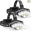 Victoper Rechargeable Headlamp 2 Pack, 8 LED High Lumen Bright Head Lamp with Red Light, Lightweight USB Head Light, 8 Mode Waterproof Head Flashlight for Outdoor Running Hunting Camping Gear, Black