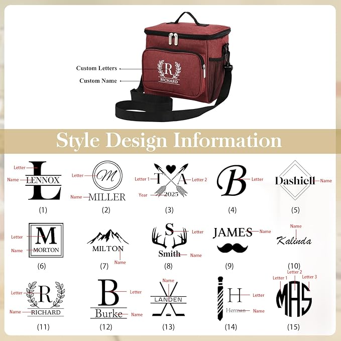 Personalized Insulated Cooler Bag, Custom Name Portable Insulated Camping Bag Suitable for Picnic Beach Hiking Travel