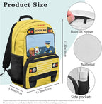School Bus Backpack and Lunch Box Cool Kids Backpack Lightweight Portable Bookbag and Lunch Box Set for Boys 4pcs School Bag for Boys 6-7 Outdoor Travel Daypack Hiking Camping