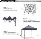 ABCCANOPY Patio Pop Up Canopy Tent 10x10 Commercial-Series (Dark Gray)