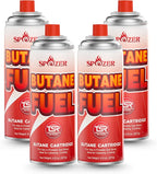 Butane Fuel Canister, 8oz (227g) Butane Refill with TSR Safety Valve, for Camping Stoves, Kitchen Torch, BBQ, 4 PCS