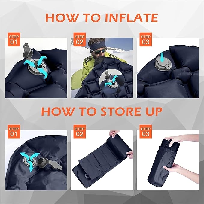 Ultralight Camping Inflatable Sleeping Pad - Built-in Headrest Air Cushion for Travel Hiking Outdoor Adventures(01Army Green)