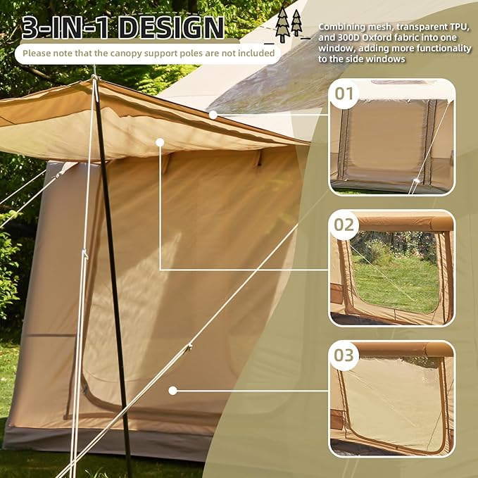 YOLENY 2-4 Person Inflatable Tents for Camping, Quick Setup in 2 Minutes with Hand Pump, 4-Season Waterproof Windproof Oxford Blow Up Tent