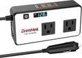 200W Car Power Inverter, Car Plug Adapter Outlet 12V to 110V Converter with 24W USB Fast Charging Port, Dual AC Outlet for Laptop, Vehicles, Camping (LED Display)