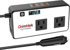 200W Car Power Inverter, Car Plug Adapter Outlet 12V to 110V Converter with 24W USB Fast Charging Port, Dual AC Outlet for Laptop, Vehicles, Camping (LED Display)