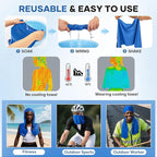 Cooling Hoodie Towel: Cooling Towels for Neck and Face, Instant Cool, UPF 50 Sun Protection, Cool Towel for Hot Weather, Great for Sports, Gym, Golf, Camping - 3 Packs