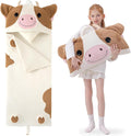 70" 4.2lbs Cow Thickened Kids Nap Mat for Preschool, Daycare,Kindergarten,Soft Washable for Boys and Girls, 2-in-1 Stuffed Animals Sleeping Bag and Pillow, Sleep Sack for Toddlers