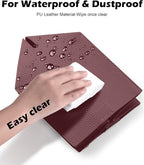 Tissue Box Cover for PU Leather, Modern Simple Solid Color Holder Square Tissue Bag, Ideal for Bathrooms,Office,Car,Nightstand,Outdoor Tent,Dining Table,5"X5"X5", Single Wine