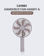 Claymore Handy A (Gray) Portable Handheld Fan – BLDC Motor Foldable, 4,900mAh Rechargeable, USB-C Charging, 3 Speed Settings Function Personal Fan for Travel, Outdoor & Indoor Use.