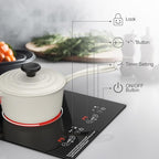 Electric Cooktop, Built-in and Countertop 2 burner Electric Burner for Cooking, 2400W 110V stove top,11 Power Settings, Timer and Child Safety Lock, LED touch control,Overheat Protection.