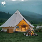 Canvas Bell Tent Yurt Tent 4 Seasons for Camping 100% Cotton Glamping Tents with Stove Jack, Family Camping Outdoor Hunting Party