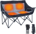 DoCred Heated Double Camping Chair, Heated Folding Camping Chairs Loveseat Outdoor Sports,Heating Oversized Loveseat Chairs for Adults,2 Person Camp Chair with 3 Heat Levels, Battery NOT Included