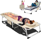 ABORON Patio Lounge Chair, Folding Guest Bed Cot for Adults, 500LB Heavy-Duty Capacity, Portable Extra Bed with Comfort Mat, Quick Fold Design for Indoor Guest Stays & Temporary Use