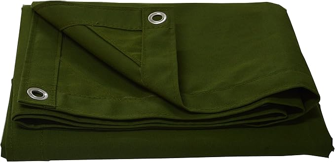 CARTMAN Finished Size 8x10 Feet Canvas Tarp with Rustproof Grommets, Heavy Duty Multipurpose Tarpaulin Cover for Canopy Tent, Roof, Camping, Woodpile
