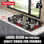 2 Burner Propane Stove 27,200 BTU High-Efficiency Tempered Glass Auto-Ignition Gas Burner Stove Top with CSA Hose for Outdoor RV Camping Emergency Cooking