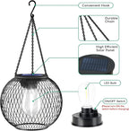 UBright Solar Lantern Lights Outdoor Waterproof Metal Hanging Solar Lights for Outside Outdoor Lanterns Decorative for Garden Yard Patio 2 Pack,Cool White