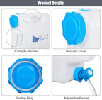 RedSwing 4.9 Gallon/18.5L Portable Water Container with Spigot, Water Storage Carrier for Camping Outdoor Hiking Backpacking, BPA Free, White