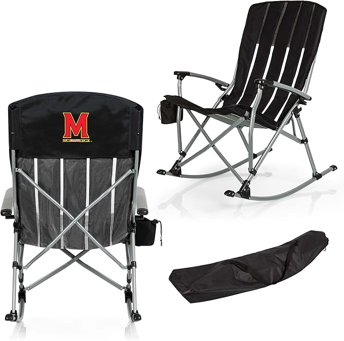 Picnic TIME NCAA Unisex-Adult NCAA Outdoor Rocking Camp Chair, XL Heavy Duty Camping Chair for Adults