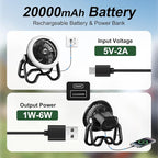 Camping Fan Rechargeable Camping Lantern-40Hrs,20000mAh Cordless Battery Operated Oscillating Fan Light with Remote,Hanging Hook and Magnetic Base, for Tents, Outdoor, RV, Outage（Black）