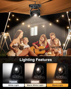 Portable Fan Rechargeable, 20000mAh Battery Powered Fan with LED Lantern, Table Fan, Camping Essentials, USB C Battery Operated Camping Fan for Travel, Picnic, Barbecue, Fishing, Office, Home