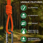 TECEUM Rope – 90 Feet x 3/8 Inch (10mm) – Orange – Strong All-Purpose Utility Rope – Camping, Crafting, Flag Pole, Indoor & Outdoor – Polypropylene Nylon Poly Lightweight Diamond Braided Cord