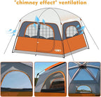 UNP Tents 6 Person Waterproof Windproof Easy Setup,Double Layer Family Camping Tent with 1 Mesh Door & 5 Large Mesh Windows -10'X9'X78in(H)