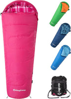 KingCamp 45°F Kids Sleeping Bag, Lightweight Waterproof & Compact Flannel Sleeping Bags Cold Weather & Warm Youth Essentials Gear Accessories for Camping, Fits 10-12 Children up to 4'7"-5'5" Tall
