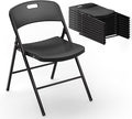 VINGLI Folding Chairs, Plastic Foldable Chair, Capacity up to 350 lbs, Portable Seating for Indoor Outdoor Events Parties Camping Work School Commercail (10, Black)