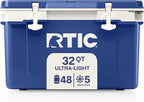 RTIC Ultra-Light 32 Quart Hard Cooler Insulated Portable Ice Chest Box for Drink, Beverage, Beach, Camping, Picnic, Fishing, Boat, Barbecue, 30% Lighter Than Rotomolded Coolers