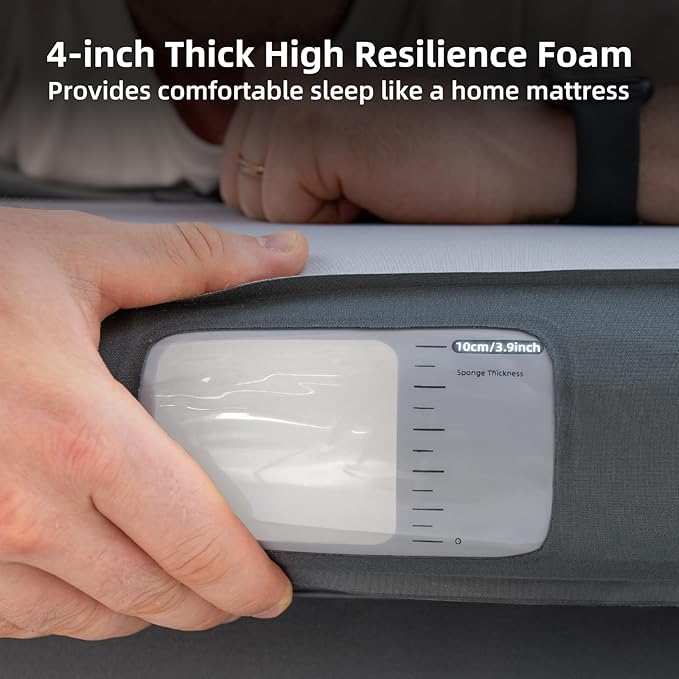 AutoLevel TPU Backseat Foam Mattress for Toyota RAV4, 4-inch Foam Camping Mattress & Slope-Cancel Layer, Inflatable SUV Car Bed with Portable Built-in Rechargeable Pump for Road Trip Sleeping